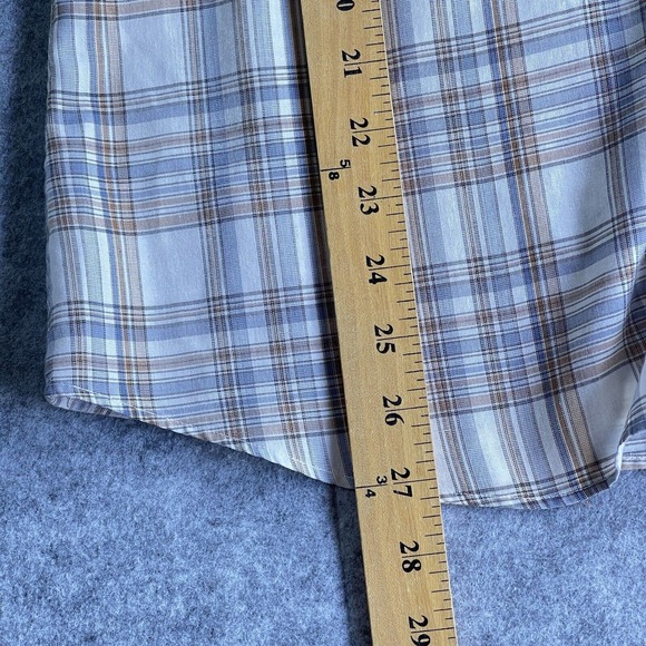 Back Bay Rowing Co. Shirt Mens Large Plaid Button Up Long Sleeve Blue Brown - Picture 10 of 10